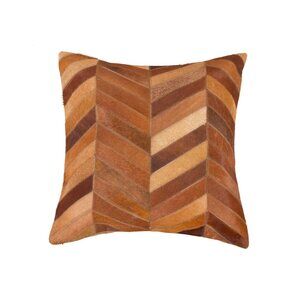 Natural Home Decor Torino Chevron Cowhide Pillow | 1-Piece | Tan | 18"x18"